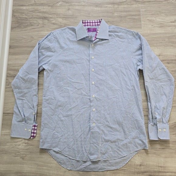 Lorenzo Uomo Other - Lorenzo Uomo Button Shirt Mens 16 34/35 Purple Green Check